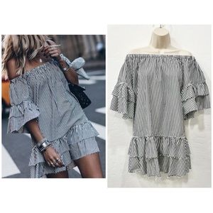Zara Off the Shoulder Layered Dress